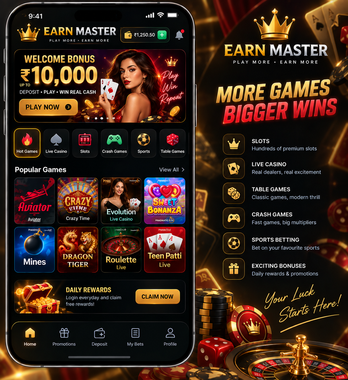 Earn Master Casino Games Showcase